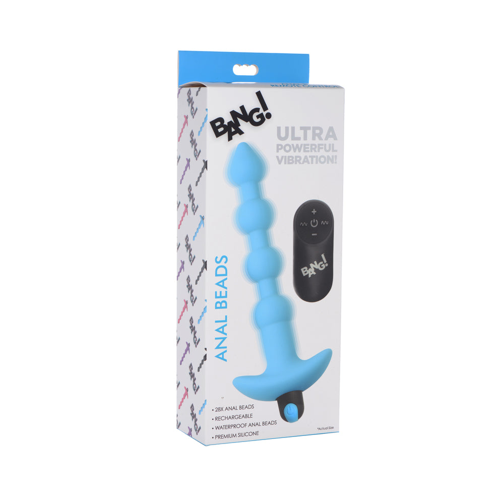 XR Brands - BANG! Vibrating Silicone Anal Beads & Remote Control Blue - Anal Toys & Stimulators - Silicone
