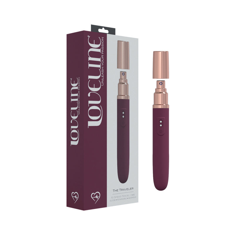Shots - LoveLine The Traveler 10 Speed Travel Vibe Silicone Rechargeable Waterproof Burgundy - Vibrators - Silicone