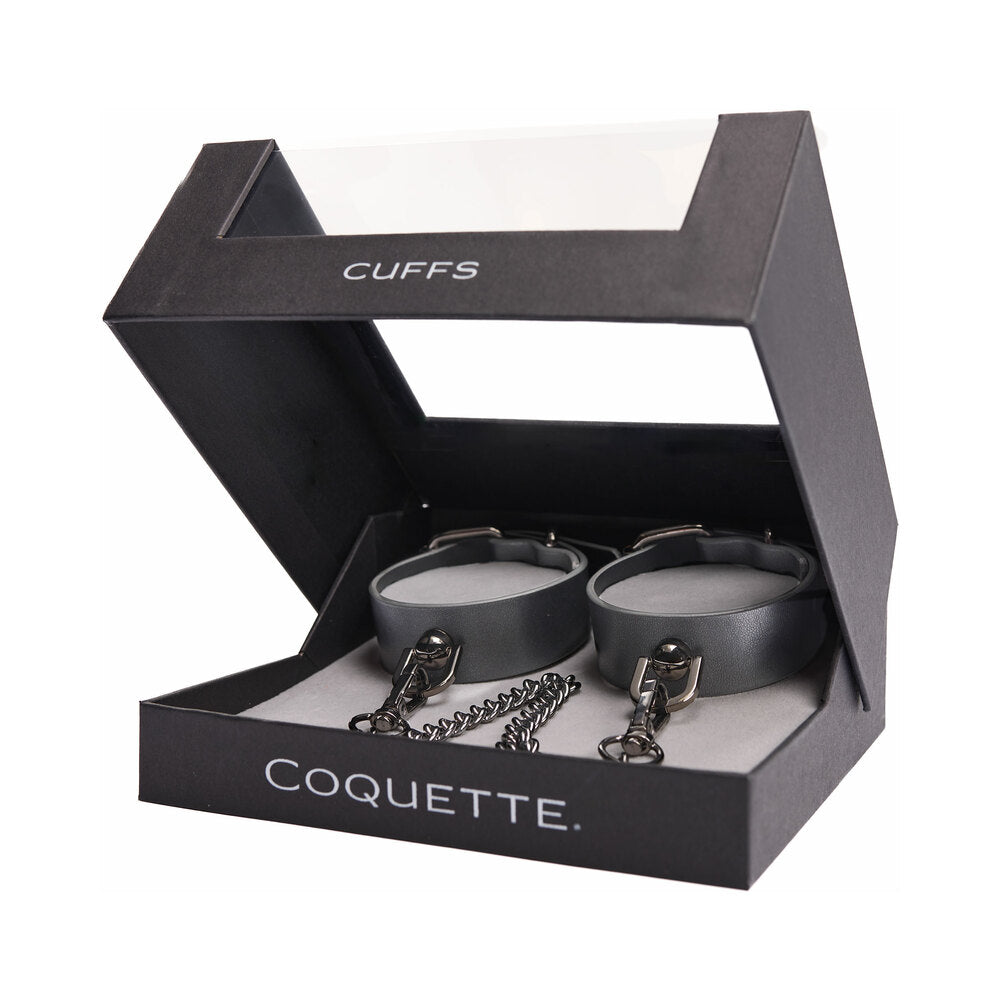 Coquette - Coquette Pleasure Cuffs Grey - Bondage & Fetish Toys - Faux Leather/Vegan Leather