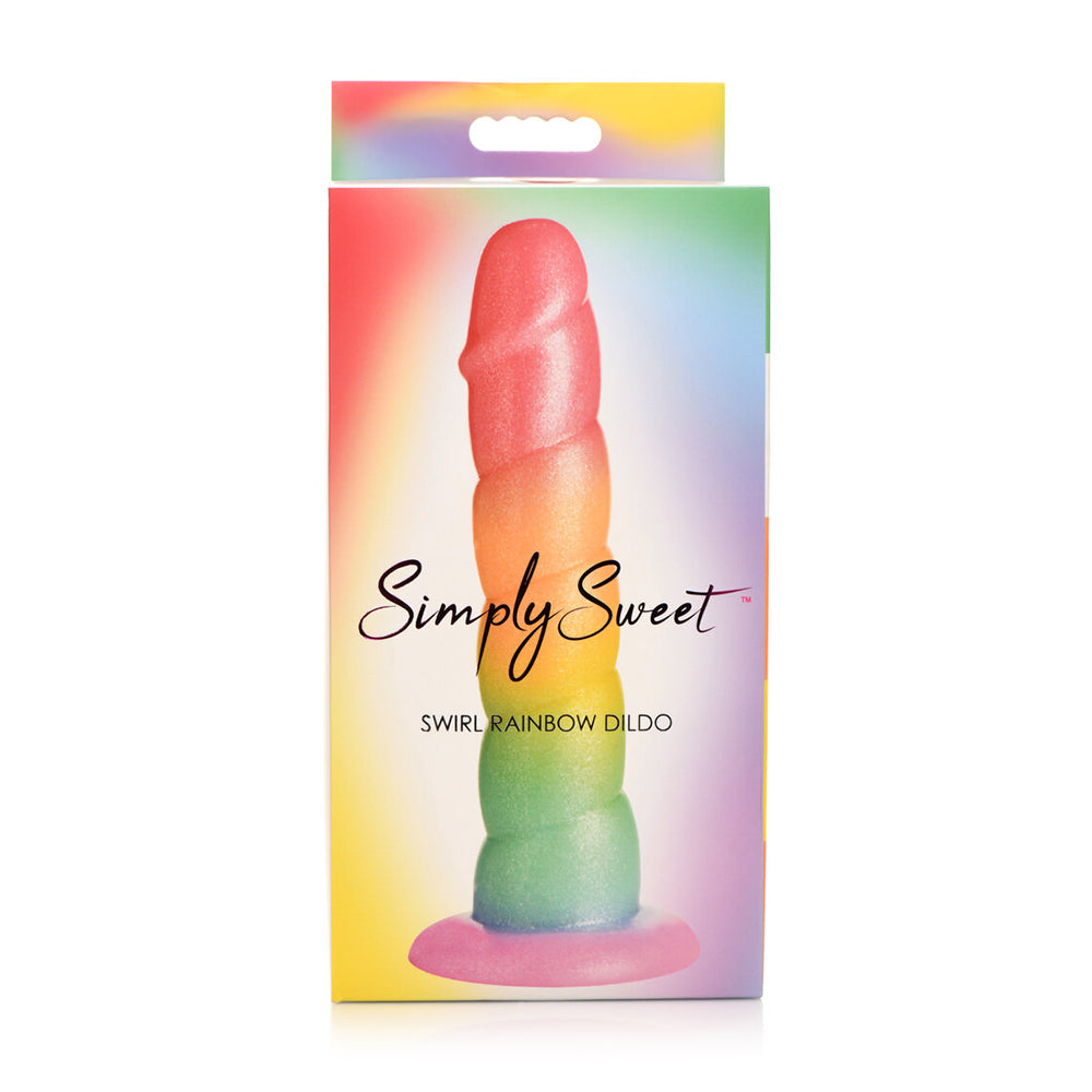 Curve Novelties - Simply Sweet Swirl 6.5 in. Silicone Dildo Rainbow - Dildos - Silicone