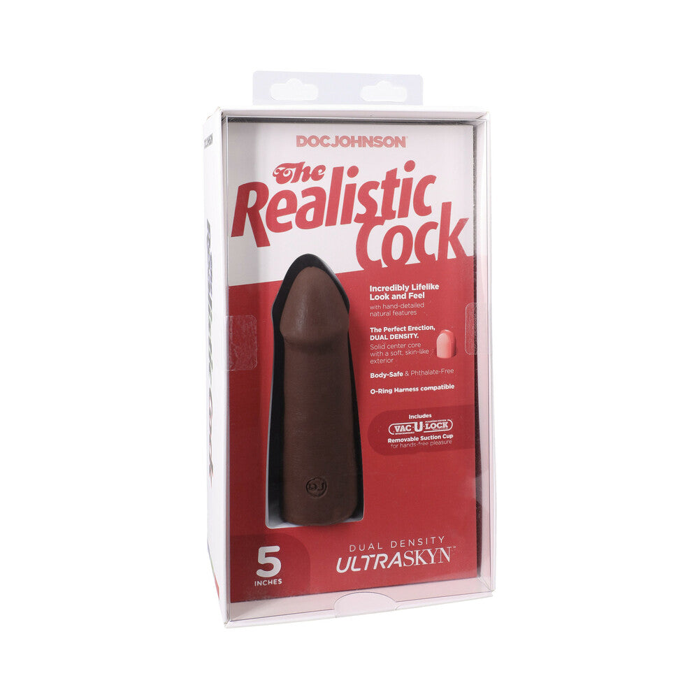 Doc Johnson - The Realistic Cock 5 in. ULTRASKYN Vac-U-Lock Dildo Chocolate - Dildos - TPE/TPR/Elastomers