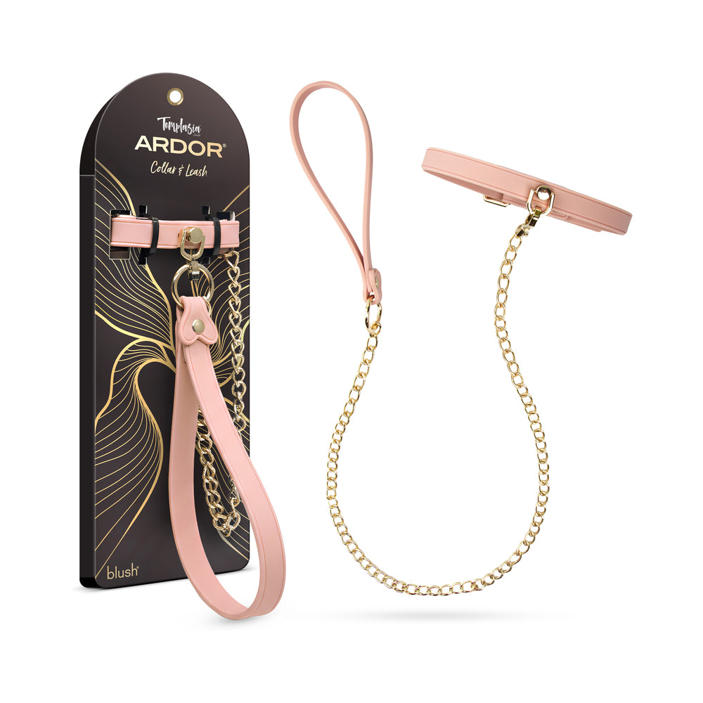Blush - Temptasia Ardor Collar & Leash Pink - Bondage & Fetish Toys
