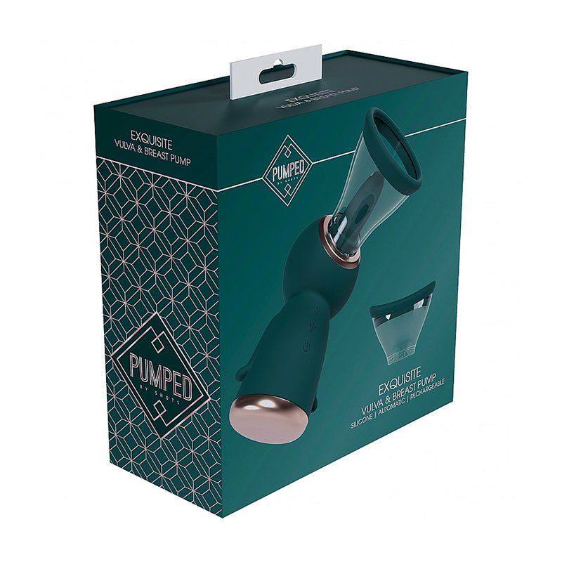 Shots - Pumped Exquisite Automatic Rechargeable Vulva & Breast Pump Forest Green - Vibrators - Silicone