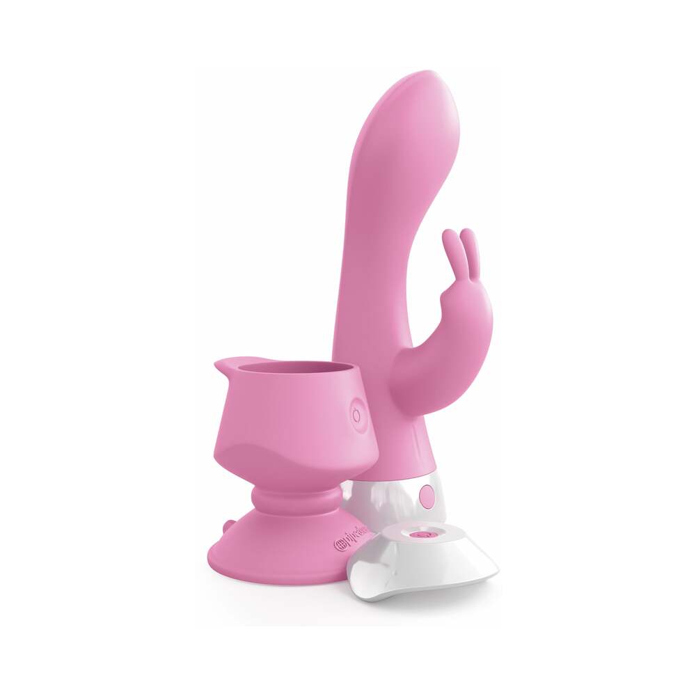Pipedream - 3Some Wall Banger Rabbit Vibrator With Suction Cup Pink - Vibrators - Silicone