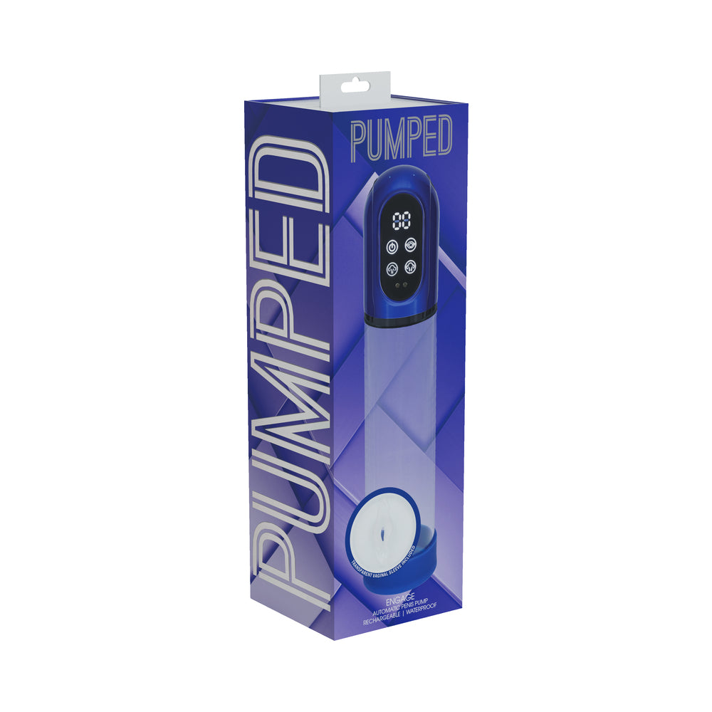 Shots - PUMPED Engage Automatic Waterproof Metallic Blue - Pumps & Enlargers - TPE/TPR/Elastomers