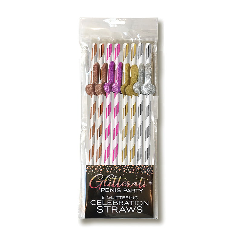 Little Genie - Glitterati Penis Party Tall Celebration Straws 8-Pack - Novelties & Games
