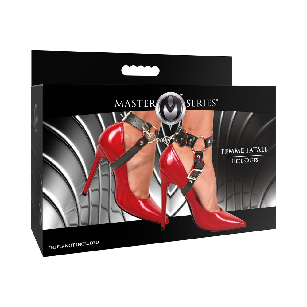 XR Brands - Master Series Femme Fatale Heel Cuffs - Bondage & Fetish Toys - Faux Leather/Vegan Leather