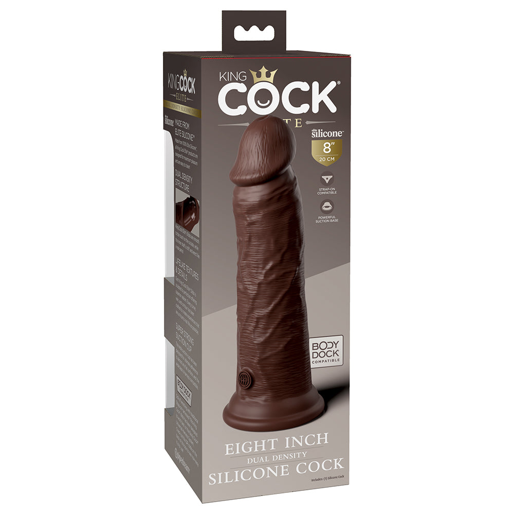 Pipedream - King Cock Elite 8 in. Dual Density Silicone Cock Realistic Dildo With Suction Cup Brown - Dildos - Silicone