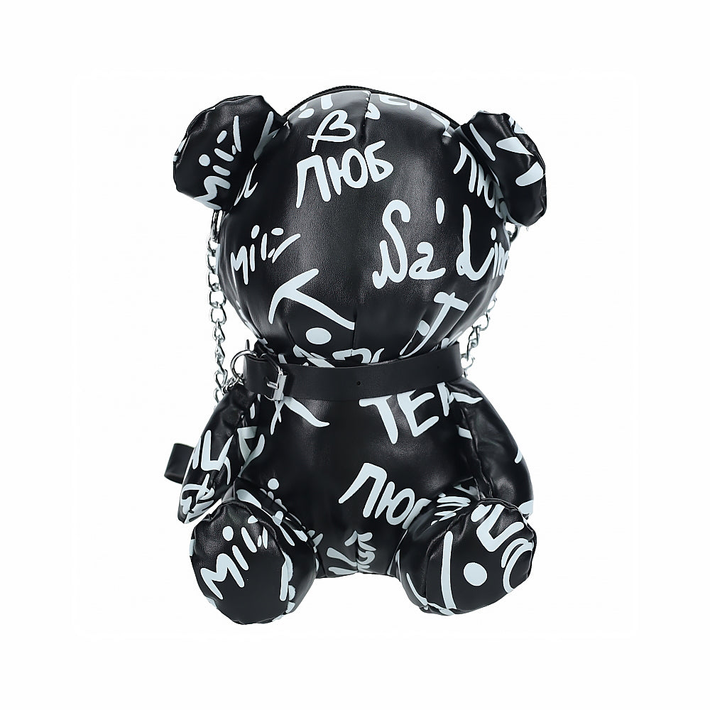Shots - Shots Bear Bag Pleather Writing Black - Novelties & Games - Faux Leather/Vegan Leather