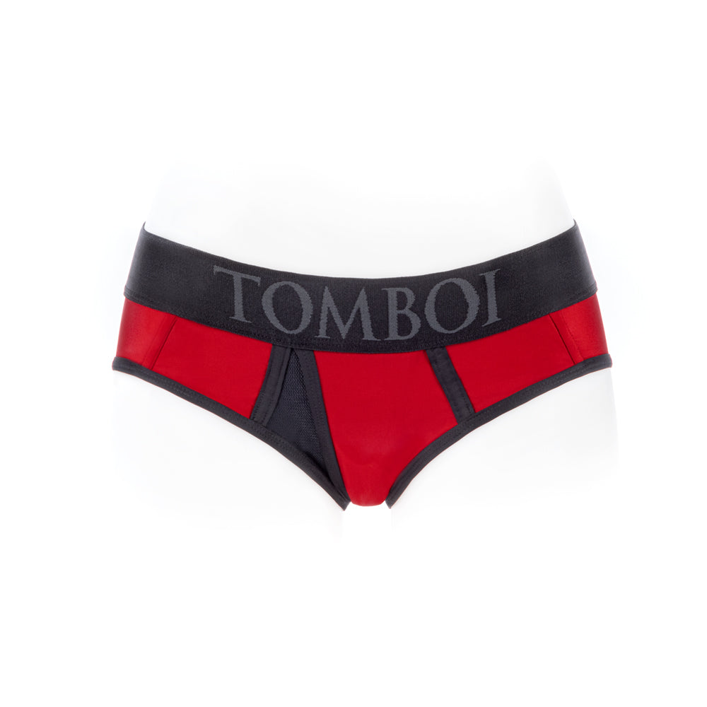 SpareParts - SpareParts Tomboi Cover Brief Style Underwear Harness Nylon Red/Black XXS - Harnesses & Strap-Ons - Nylon