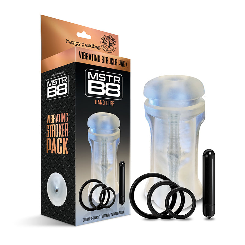 Global Novelties - Happy Ending Mstr B8 Vibrating Stroker Pack - Hand Cuff - Vibrators - TPE/TPR/Elastomers