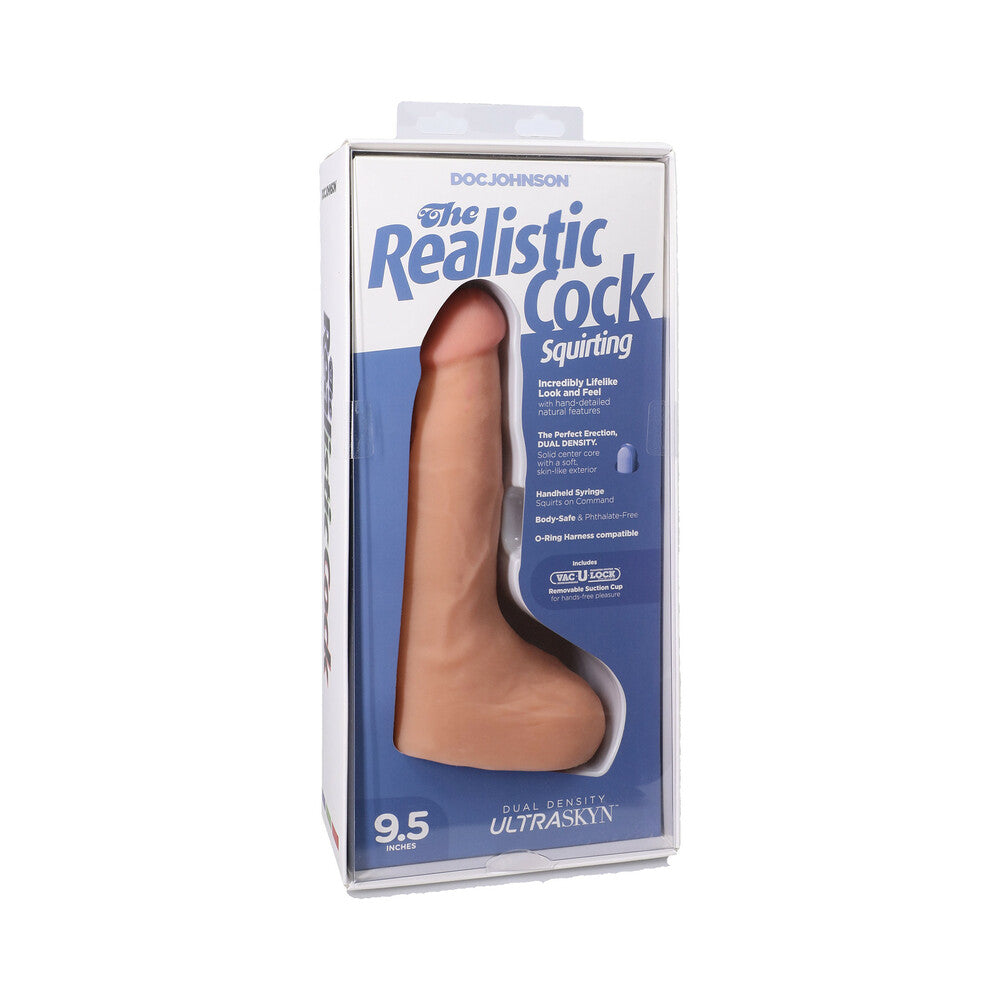 Doc Johnson - The Realistic Cock Squirting 9.5 in. ULTRASKYN Vac-U-Lock Dildo Vanilla - Dildos - TPE/TPR/Elastomers