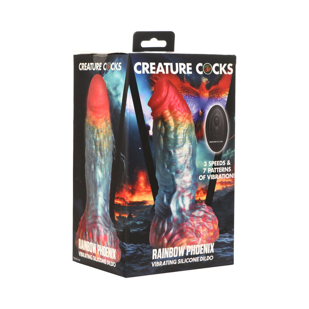 XR Brands - Creature Cocks Rainbow Phoenix Vibrating Silicone Dildo - Dildos - Silicone