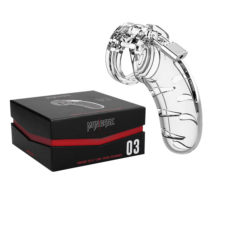 Shots - Shots ManCage Model 03 Adjustable 4.5 in. Chastity Cock Cage Clear - General - PC