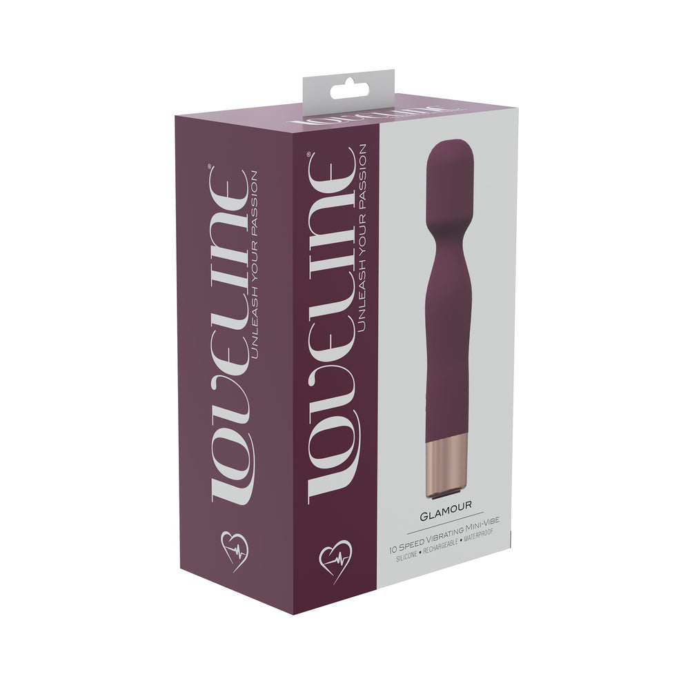 Shots - LoveLine Glamour 10 Speed Mini-Wand Silicone Rechargeable Waterproof Burgundy - Vibrators - Silicone