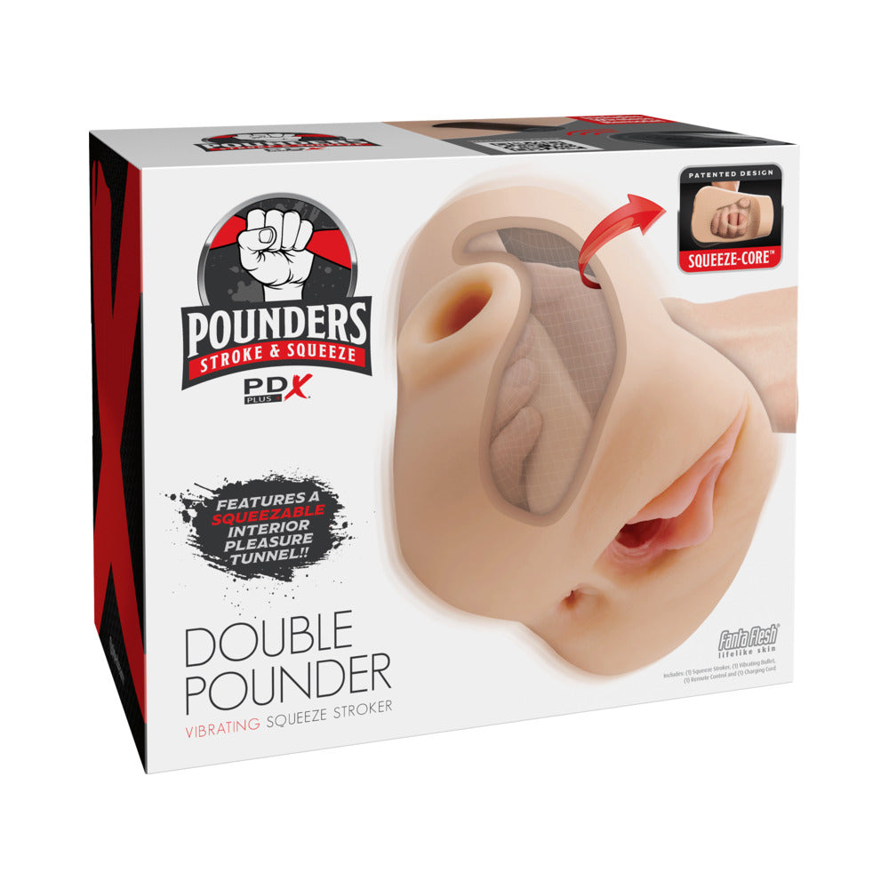 PDX Brands - PDX Plus Double Pounder Vibrating Squeeze Stroker Light - Masturbation Aids for Males