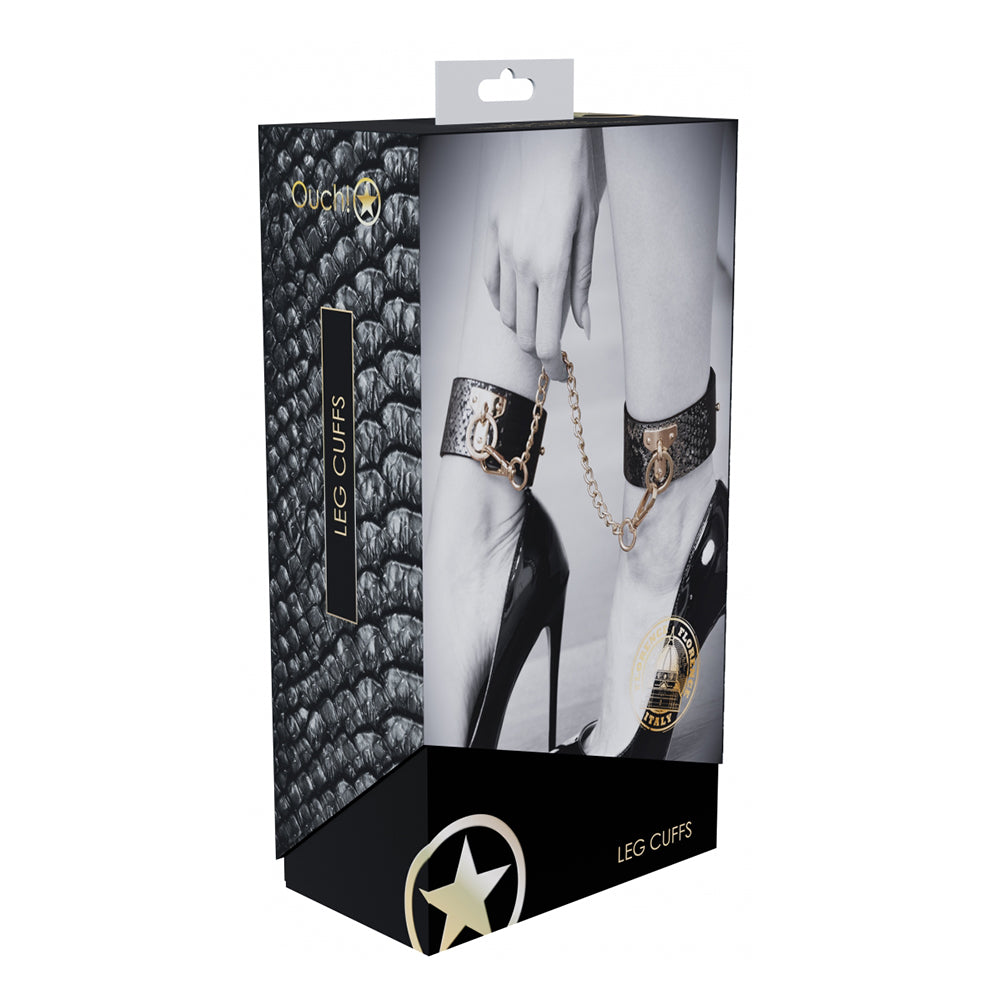 Shots - Ouch! International Florence Collection Leg Cuffs Black - Bondage & Fetish Toys - Leather