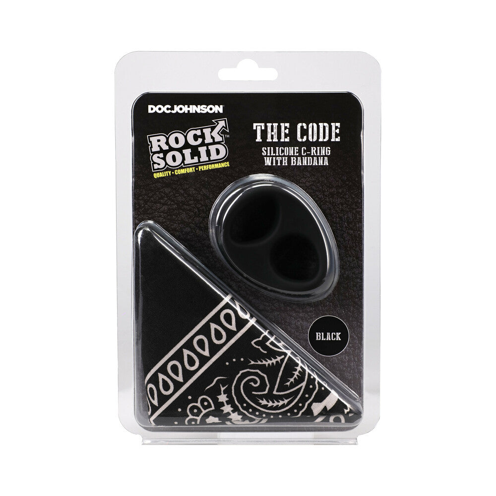 Rock Solid - Rock Solid The Code Silicone C-Ring with Bandana Black - Cockrings