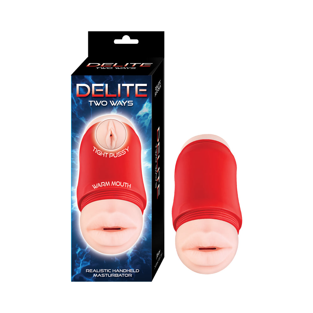 Nasstoys - Delite Two Ways Mouth & Vagina Beige - Masturbation Aids for Males - TPE/TPR/Elastomers
