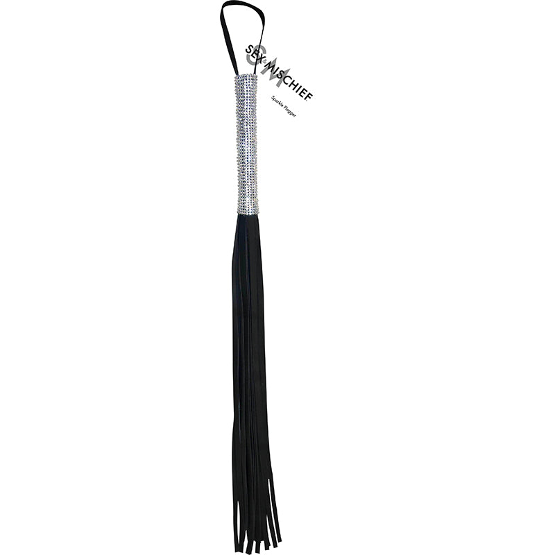 Sportsheets - Sportsheets Sex & Mischief Sparkle Flogger Black - Bondage & Fetish Toys - Polyurethane