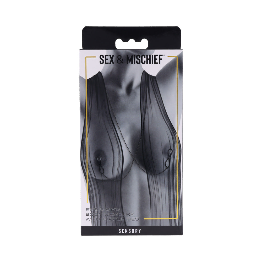 Sportsheets - Sportsheets Sex & Mischief Ex''s & Oh''s Body Jewelry with Nipple Ties - Bondage & Fetish Toys - Metal