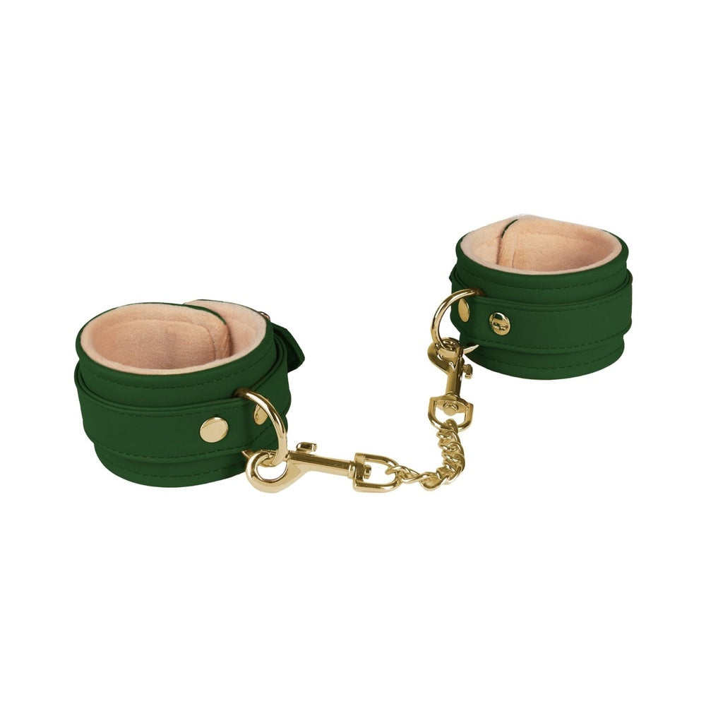 Spartacus - Green PU Ankle Cuffs With Plush Lining - Bondage & Fetish Toys - Faux Leather/Vegan Leather