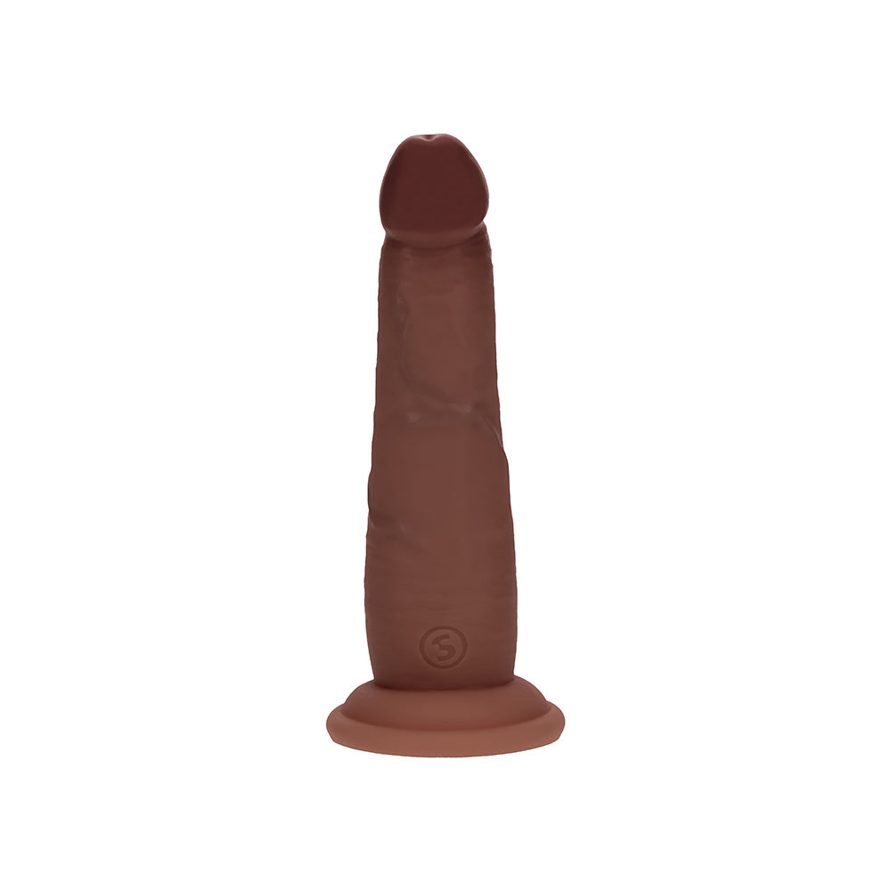 Shots - Realrock Sliding Skin Dual Density Silicone Dildo 6 in. Brown - Dildos