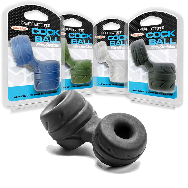 Perfect Fit - Perfect Fit Cock + Ball Ring & Stretcher Black - Cockrings - TPE/TPR/Elastomers
