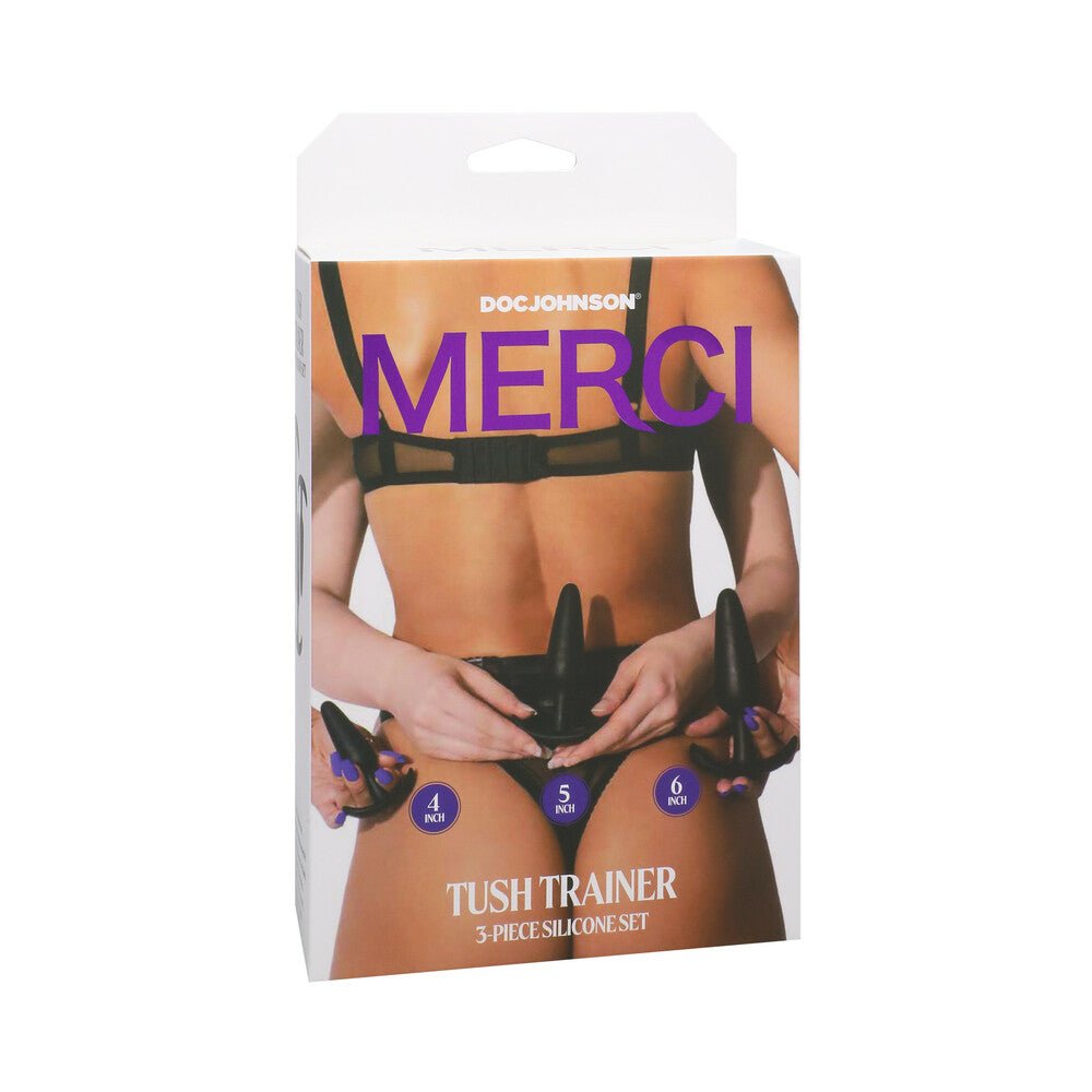 Doc Johnson - Merci Tush Trainer 3-Piece Silicone Plug Set Black - Anal Toys & Stimulators - Silicone