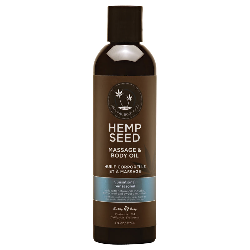 Earthly Body - Earthly Body Hemp Massage Oil Sunsational 8 oz. - Lubricants, Creams & Glides - Liquid
