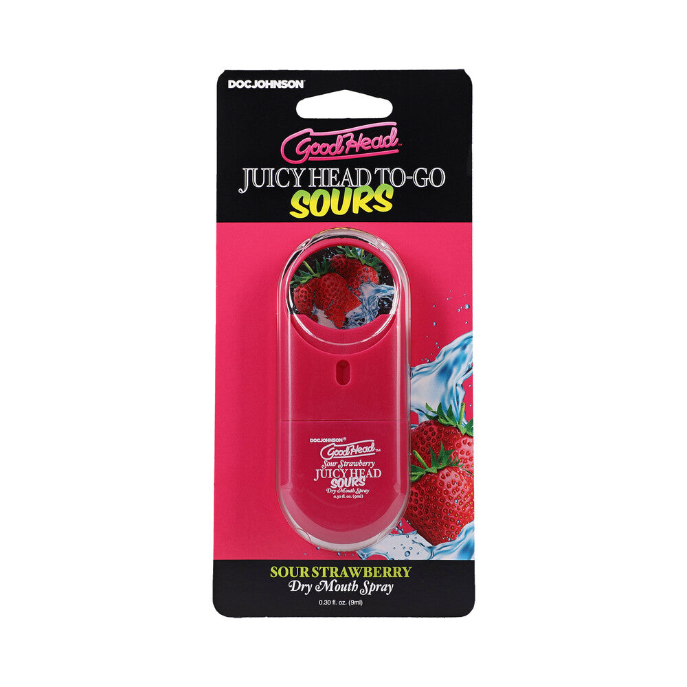 Doc Johnson - GoodHead Juicy Head Dry Mouth Spray To-Go Sour Strawberry 0.3 oz. - Supplements & Enhancers - Liquid