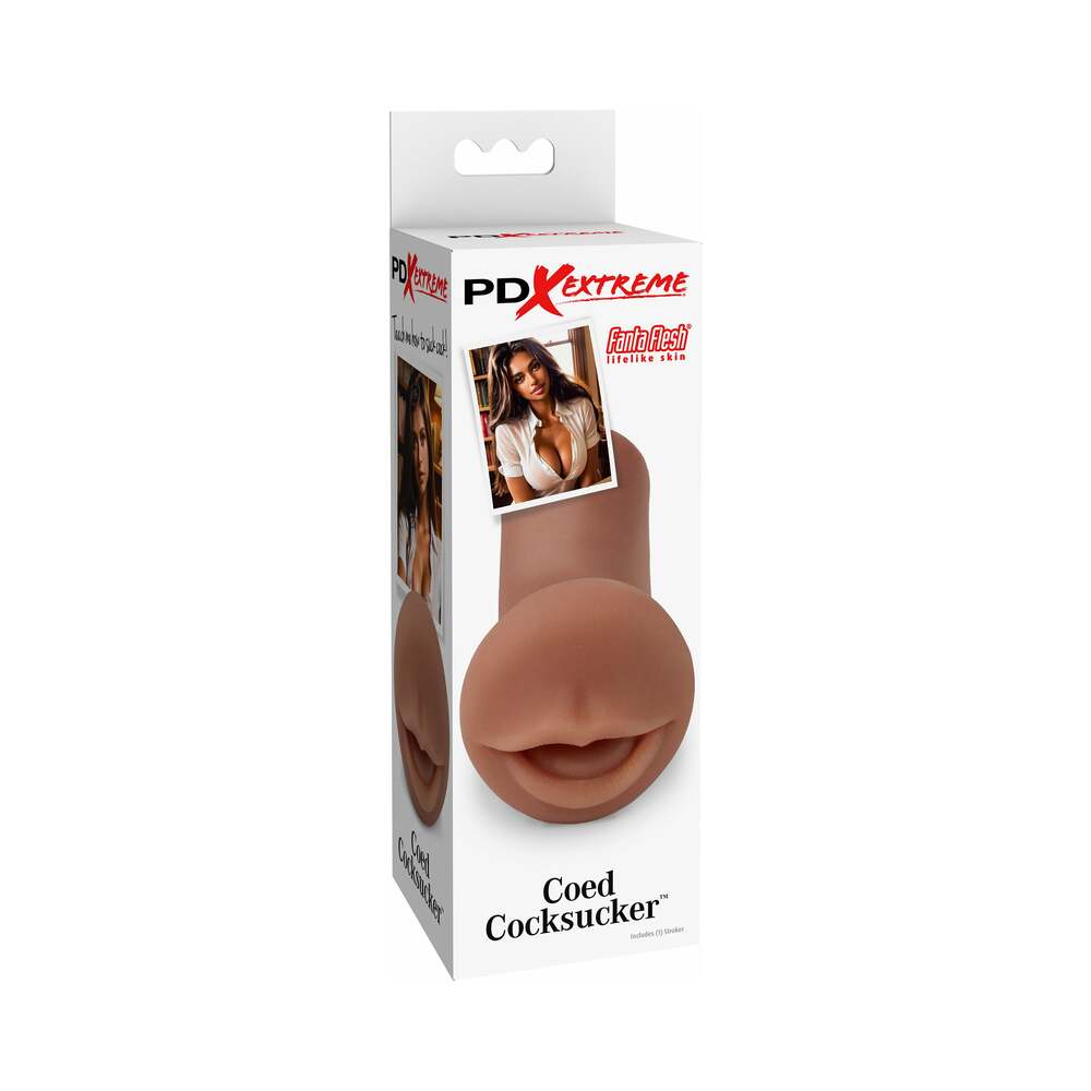 PDX Brands - PDX Extreme Coed Cocksucker Brown - Masturbation Aids for Males - TPE/TPR/Elastomers