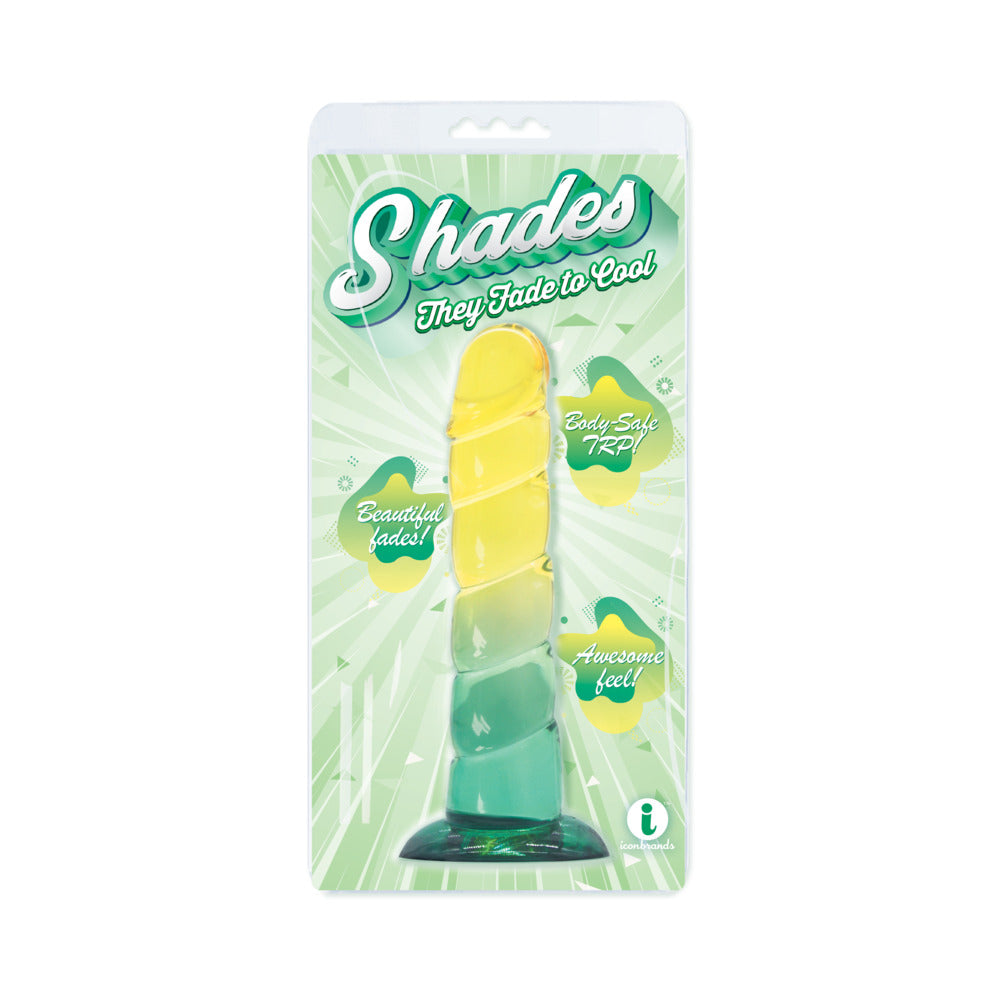 Icon Brands - Shades Swirl 7.5 in. Dildo Yellow/Mint - Dildos - TPE/TPR/Elastomers