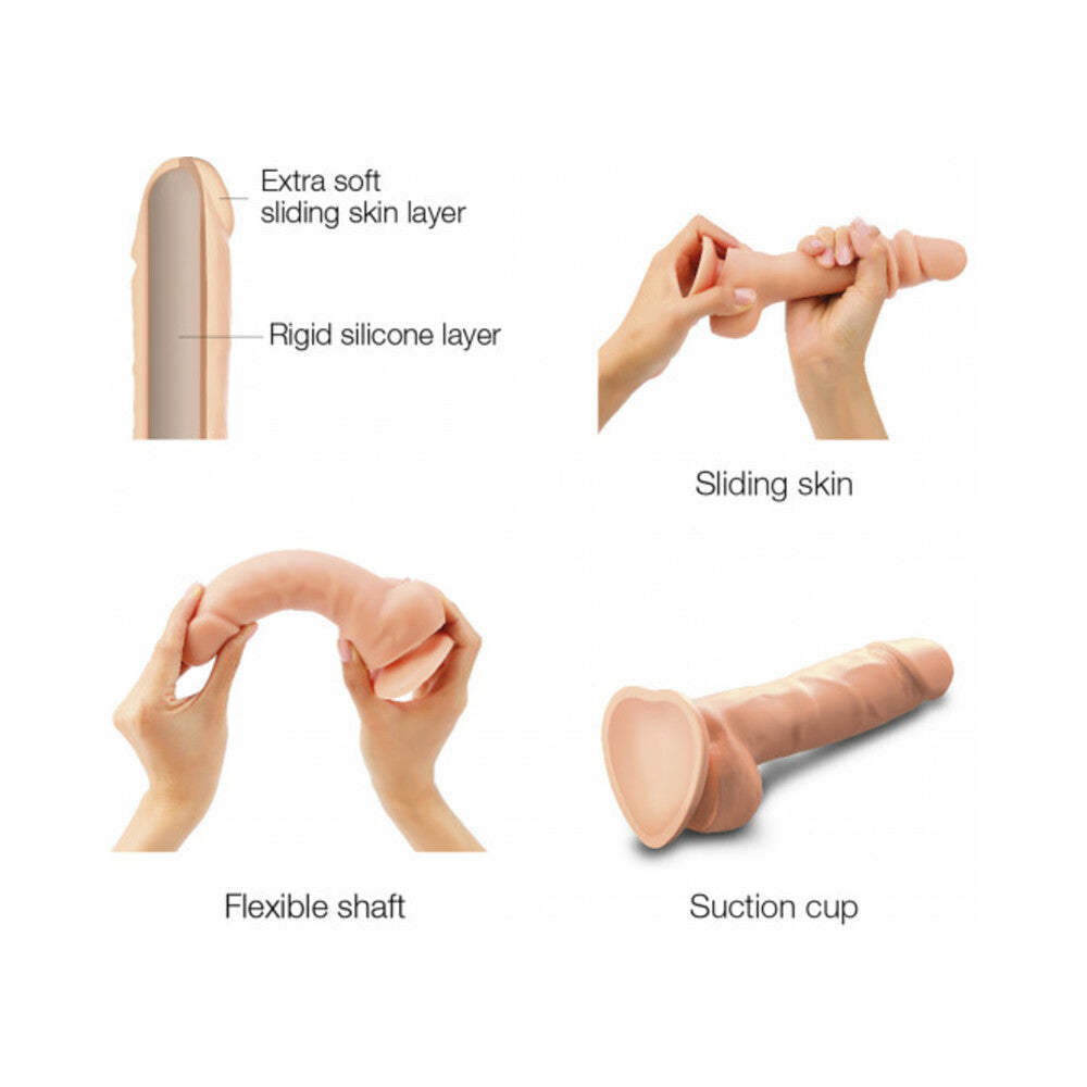 Lovely Planet - Strap-On-Me Realistic Collection Sliding Skin Dual-Density Silicone Dildo Vanilla S - Dildos - Silicone
