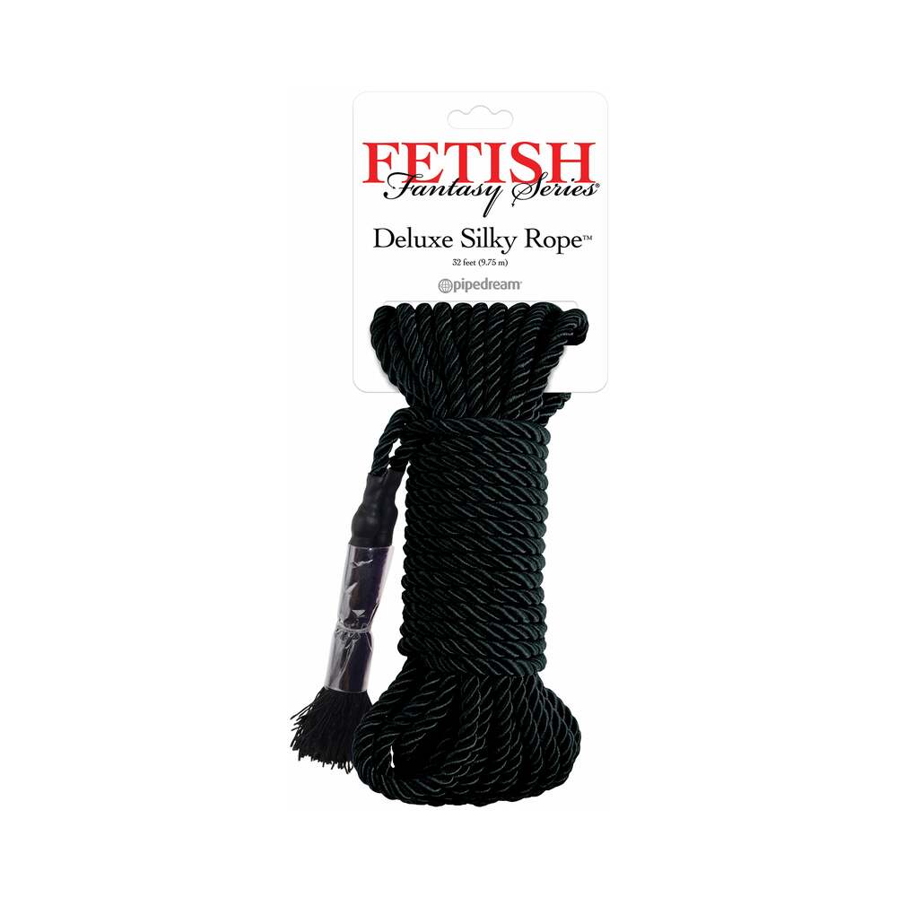 Pipedream - Fetish Fantasy Series Deluxe Silk Rope 9.75 m / 32 ft. Black - Bondage & Fetish Toys - Cotton