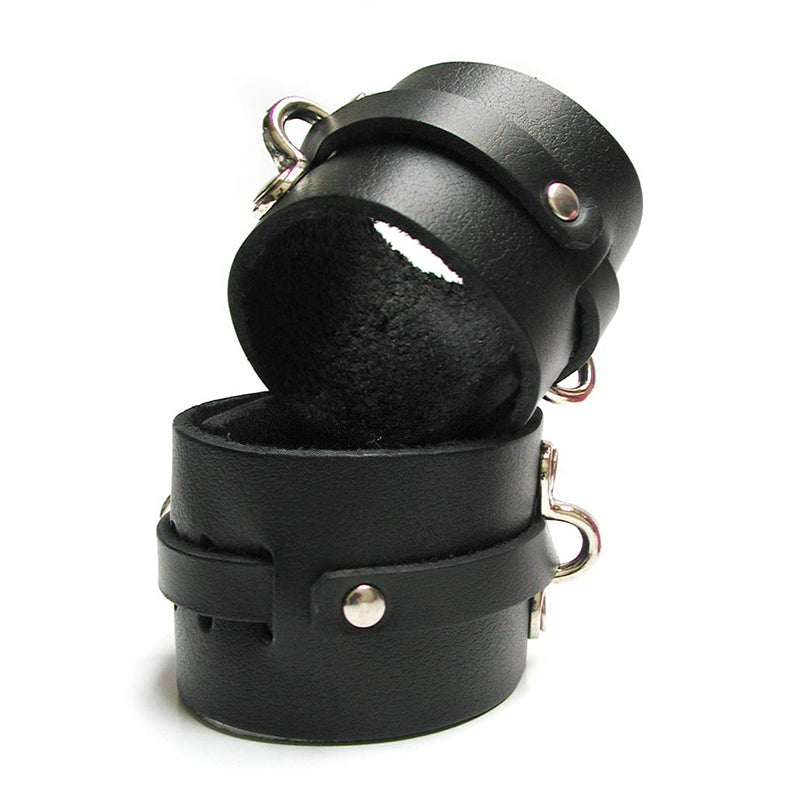 Stockroom - Kinklab Bondage Basics Leather Ankle Cuffs - Black - Bondage & Fetish Toys - Leather