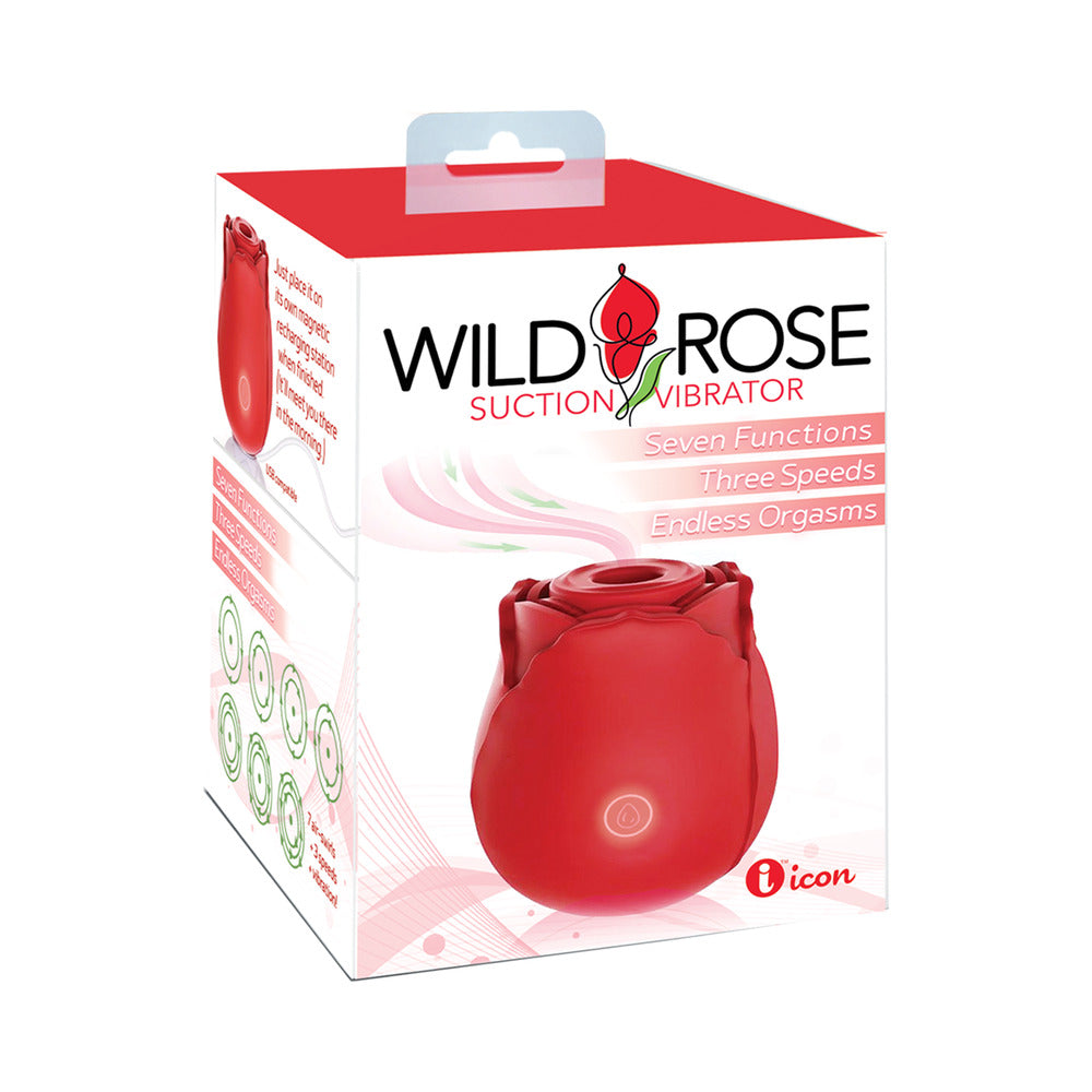 Icon Brands - Wild Rose The Classic Suction Vibrator Red - Vibrators - Silicone