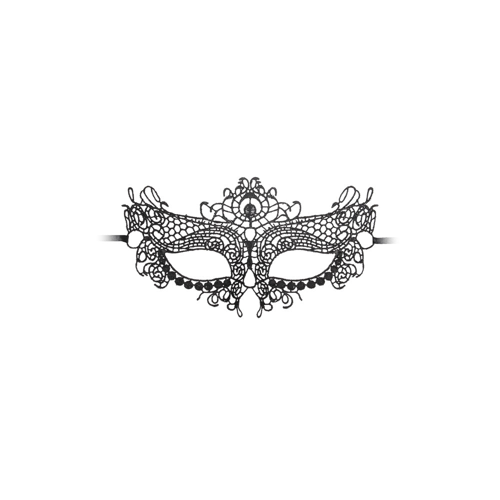 Shots - Ouch! Black & White Queen Lace Eye Mask Black - General - Polyester