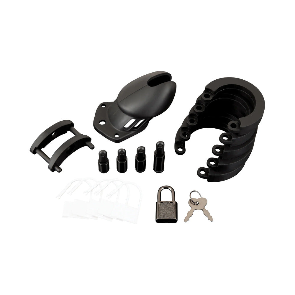 Electric Eel - Blue Line Silicone Chastity Cage Black - General - Silicone