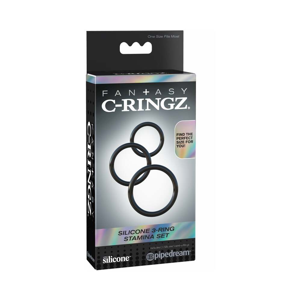Pipedream - Fantasy C-Ringz Silicone 3-Ring Stamina Set Black - Cockrings - Silicone