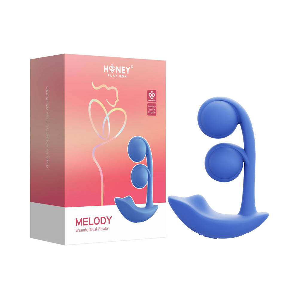 Honey Play Box - Honey Play Box Melody Pressure Sensing App-Controlled Twin Balls Dual Vibrator Blue - Vibrators - Silicone