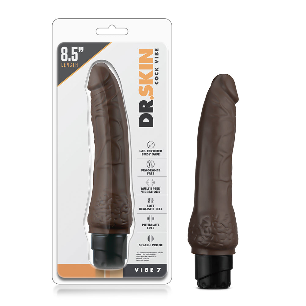 Blush - Dr. Skin Cock Vibe 7 Realistic 8.5 in. Vibrating Dildo Brown - Dildos - PVC