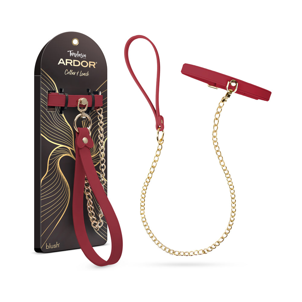 Blush - Temptasia Ardor Collar & Leash Red - Bondage & Fetish Toys