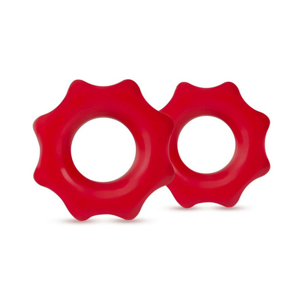 Blush - Stay Hard Nutz Cockring 2-Pack Red - Cockrings - TPE/TPR/Elastomers