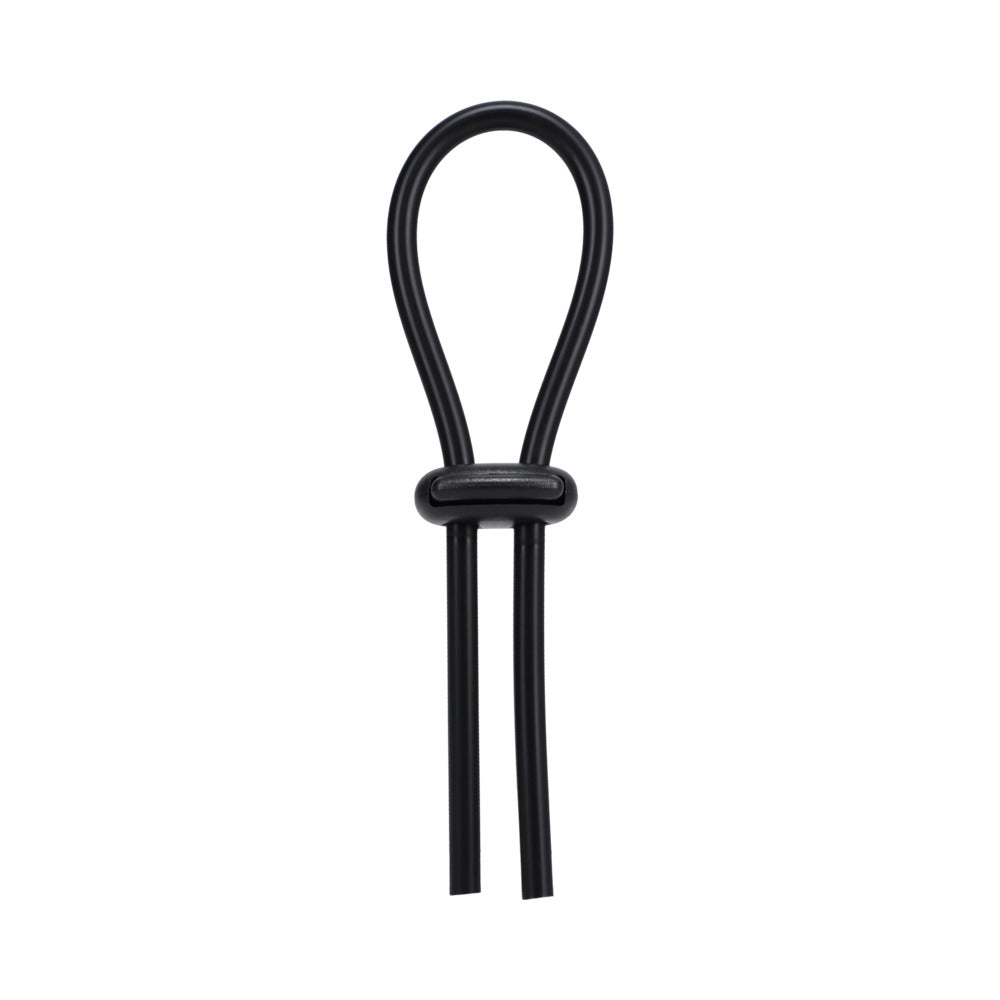 Rock Solid - Rock Solid Black Silicone Double Lock Adjustable  Lasso/Bolo - Cockrings - Silicone