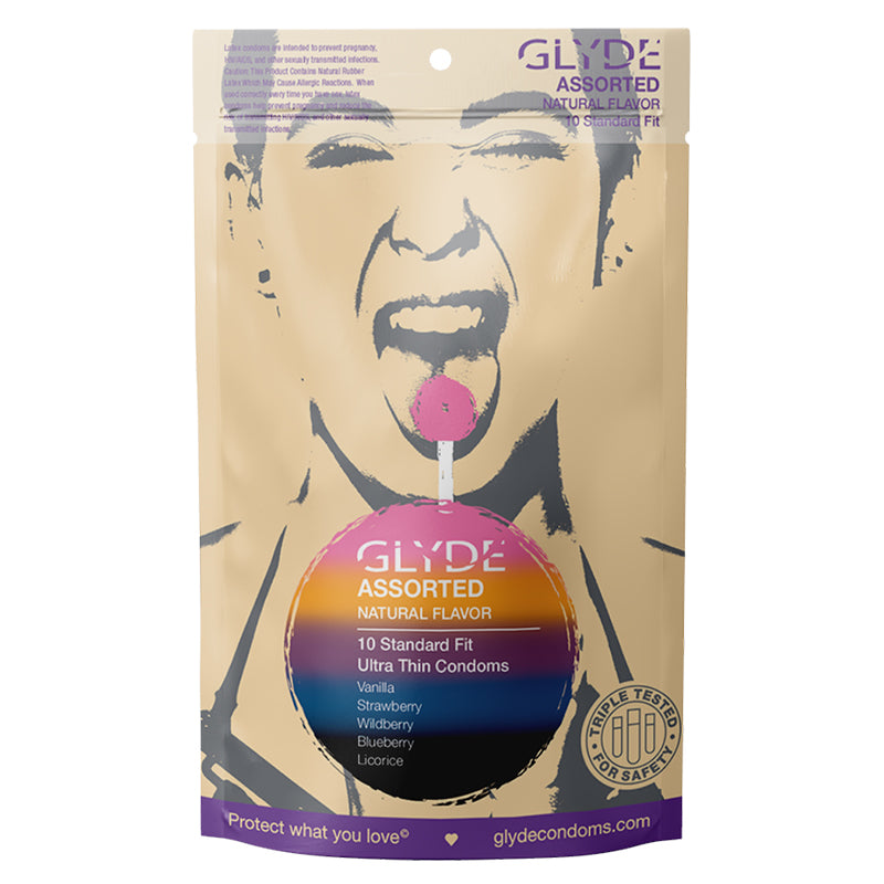 Glyde Condoms - Glyde Ultra Natural Flavor Condom 10pk Asst - Condoms - Latex
