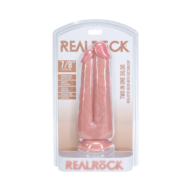 Shots - RealRock Two in One 7 in. / 8 in. Dildo Beige - Dildos - PVC