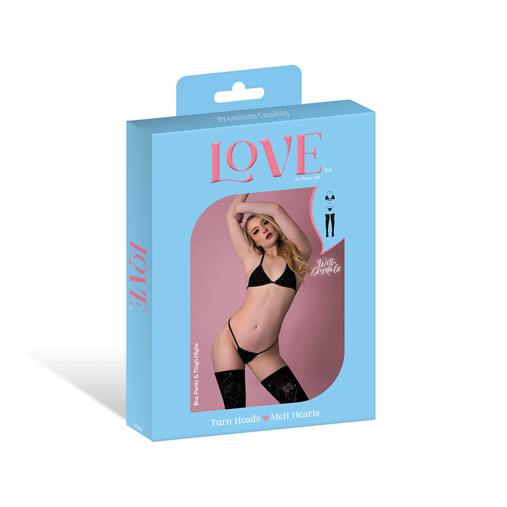 Magic Silk - "Magic Silk Seamless Bra, Panty & Thigh Highs Black O/S" - General