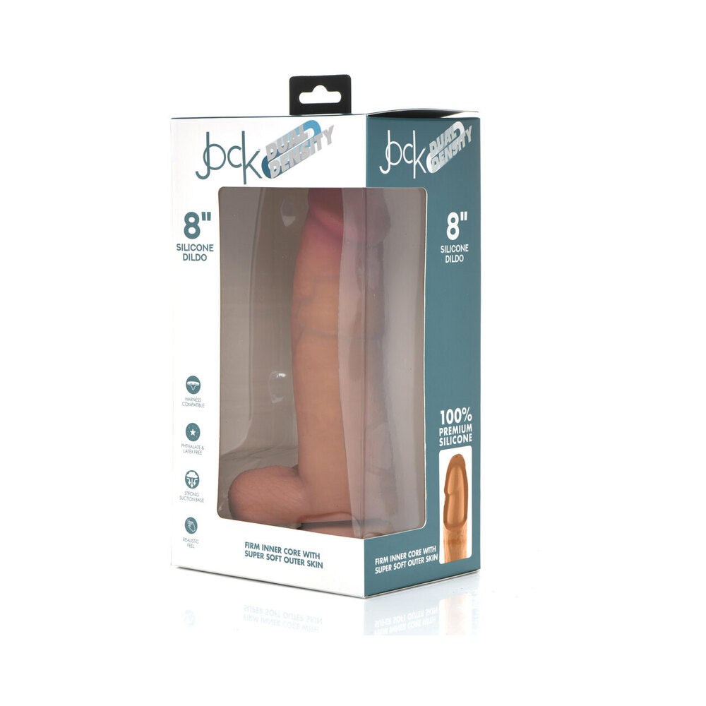 Curve Novelties - Curve Toys Jock Dual Density 8 in. Silicone Dildo with Balls & Suction Cup Light - Dildos - Silicone