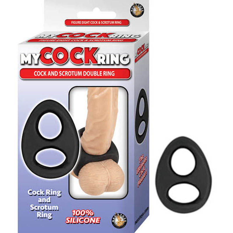 Nasstoys - My Cockring Cock And Scrotum Double Ring Black - Cockrings - Silicone